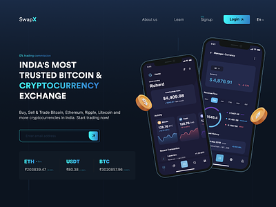 Cryptocurrency Landing Page 3d branding design dribble figma graphic design illustration logo typography ui ux vector