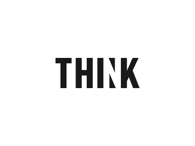 THINK lettering logo negative space think vector wordmark