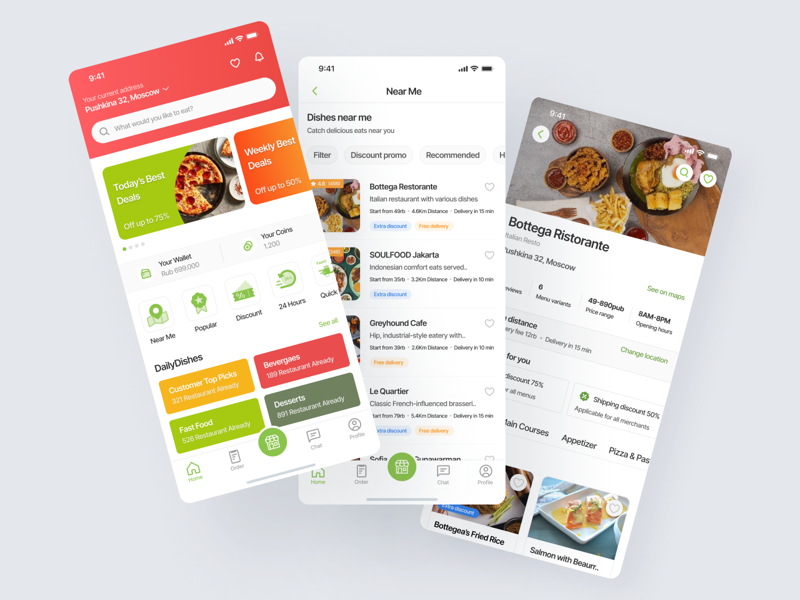 Food delivery app by Anna Donets on Dribbble