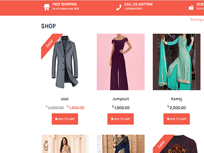 Ecommerce template design and development
