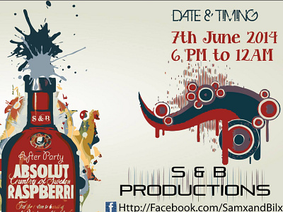 S&B Production Party Invitation absolut bold bottle branding design facebook illustration instagram invitation invite lightroom outline photoshop pixel poster poster art raspberries red typography vector