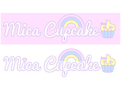 Mica Cupcake Logo bow cupcake cute art heart illustration kawaii logo logo design logos pastel colours pastels pictogram rainbow