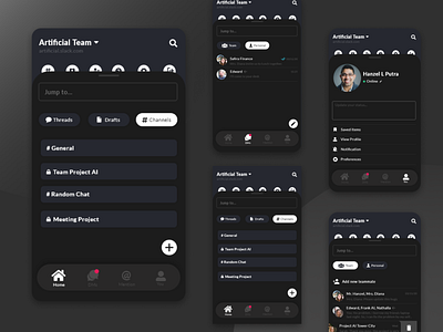 Slack Dark Mode Redesign - Team App darkmode design indonesia mobile mobile ui mobileapp redesign uxresearch