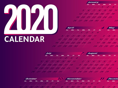 Calendar 2020 branding calligraphy design flat graphic design identity identitydesign illustration illustrator logo vector