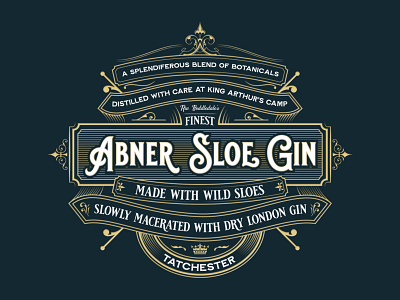 Abner Gin Label Design bottle label branding design freelance designer gin graphicdesign illustration label traditional vintage font