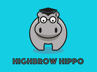 Highbrow Hippo Blue branding freelancer hippo hippopotamus hireme illustration logo logodesign