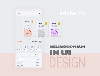 neumorphic in ui design app app ui bank card color palette human interface icon illustrator minimal neumorphism psd design uxui vector xd design