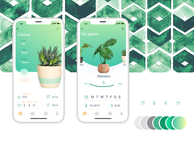 Artboard 2 app color palette design flat icon illustration minimal plant plantsdesign shop ui ui design uxui vector