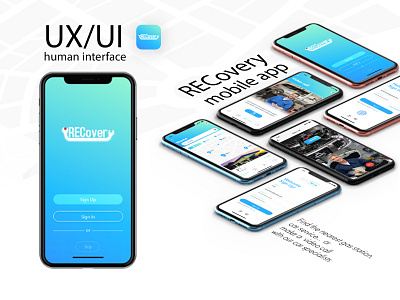 Recovery mobile app app app ui car app color palette human interface icon iphone x logo recovery repair uxui vector vehicle app