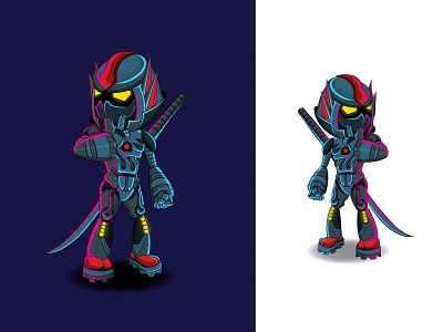 Ninja Robot character design characterdesign game design illustration japanese ninja robot robotic sword