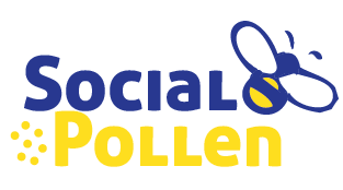 social pollen logo - work in progress blue yellow