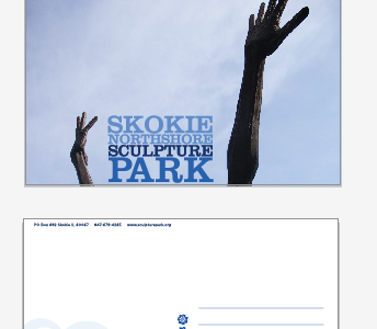 Skokie Northshore, finished - postcards black blue
