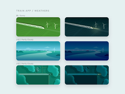TRAIN APP / WEATHERS 1/3 app illustration train travel weather