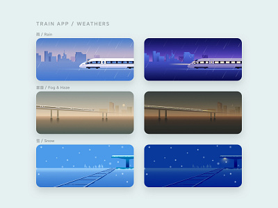 TRAIN APP / WEATHERS 2/3 app illustration train travel weather