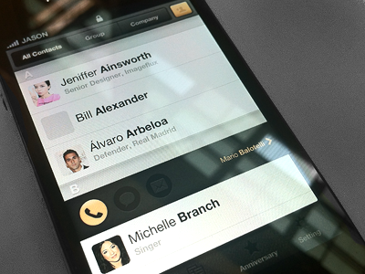 iPhone Contacts app contacts gold iphone leather ui