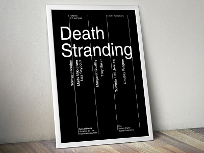 Death Stranding Typographic Poster a3 black death design graphic design grid helvetica japanese layout minimalistic poster poster art poster design print rational swiss design swiss poster swiss style typography