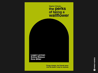 The Perks of Being a Wallflower (2012) Swiss Style Movie Poster black design emma watson graphic design green helvetica literature minimalistic movie poster movies poster poster design swiss swiss poster swiss style teen typography