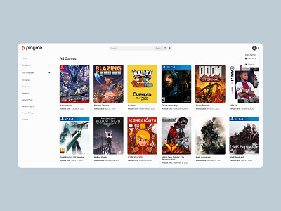 PLAYME - Videogames Portal WordPress Theme design gaming graphic design interface design minimalistic ui ux videogames wordpress design wordpress theme