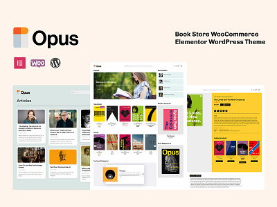 OPUS - Book Store WooCommerce WordPress Elementor Theme books bookstore design ecommerce shop elementor front end graphic design minimalistic template design ui ux web woocommerce wordpress design wordpress theme