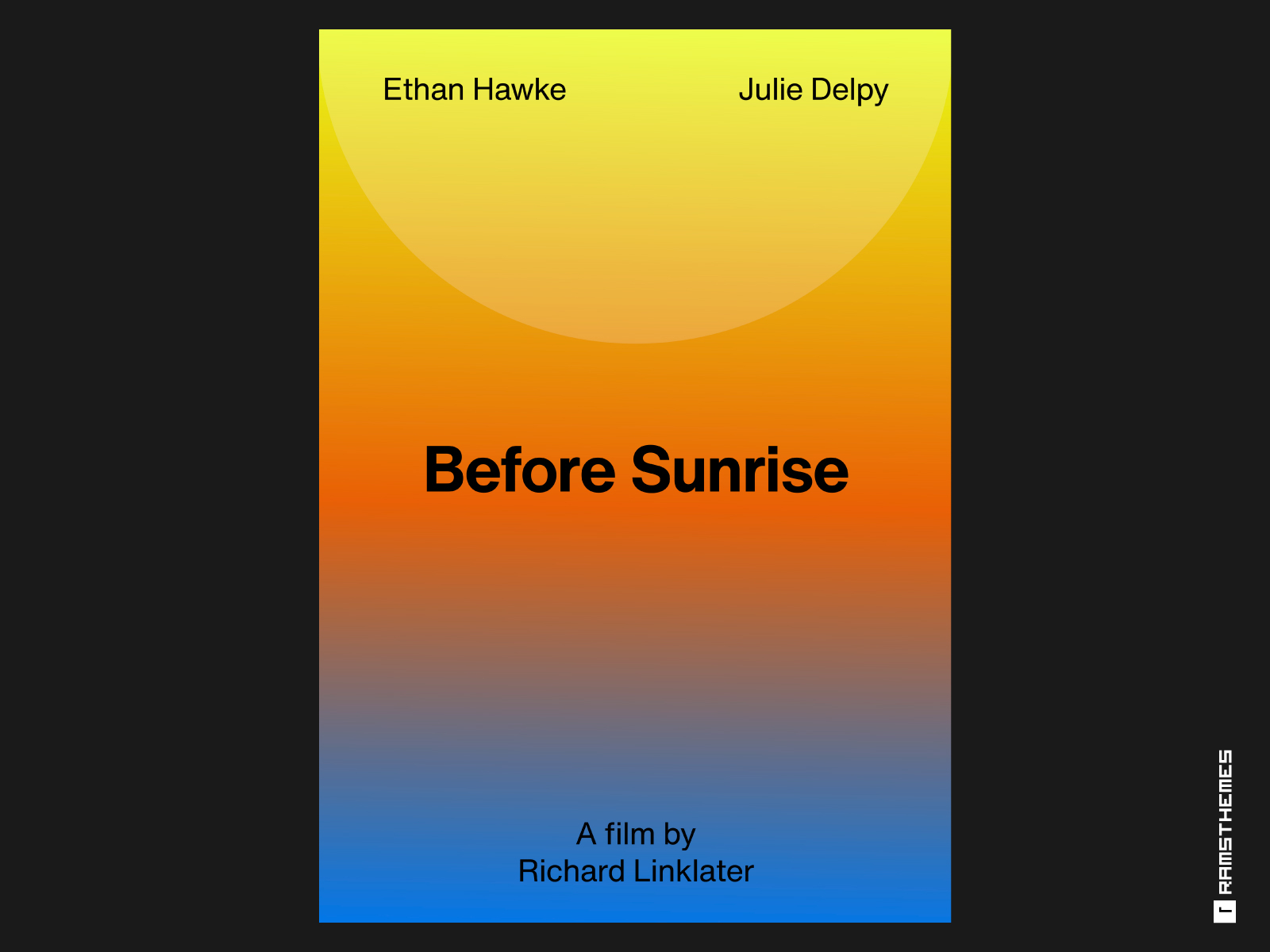 BEFORE SUNRISE (1995) Swiss Style Movie Poster design graphic design helvetica minimalistic movie poster movies poster poster art poster design romance sunrise swiss style typography