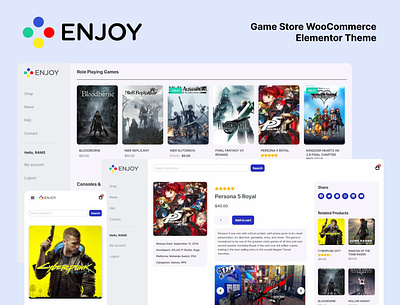 ENJOY - Game Store WooCommerce Theme 🎮 design elementor games graphic design minimalistic store woocommerce wordpress design wordpress theme