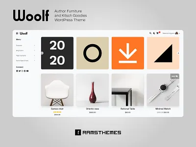 WOOLF - Author Furniture and Kitsch Goodies WordPress Theme adobe bauhaus design furniture furniture store graphic design icons logo minimalistic ruda sans synthesis typekit typography ui ux website woocommerce theme wordpress design wordpress theme