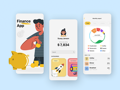 Finance App / UX UI app branding bussiness design finance finance app flat minimal ui ux vector