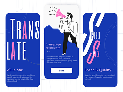 Onboarding for translator /UI app design letering minimal onboarding onboarding screen transition translate typography ui