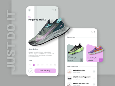 Shoes App / Nike rebranding app branding design green illustration minimal nike rebranding shoes app shopping app ui ux