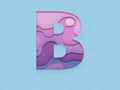 Papercut design "B" blue papercut purple