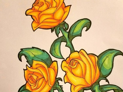 Yellow Roses design illustration tattoo