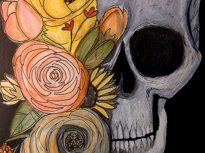 Skull and flowers