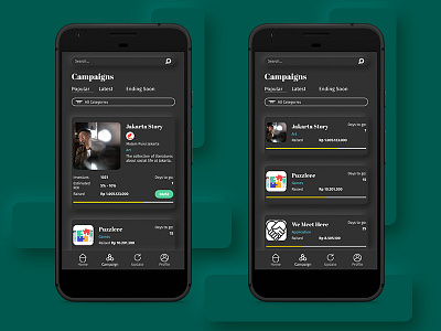 Neumorphism List android design cardboard crowdfunding crowdfunding campaign dark theme design event app list style mobile mobile app mobile ui neumorphic neumorphism ui ui design