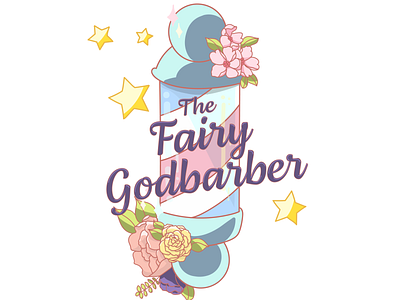 The Fairy Godbarber adobe illustrator art branding cute design flat graphic design illustration logo magical minimal vector