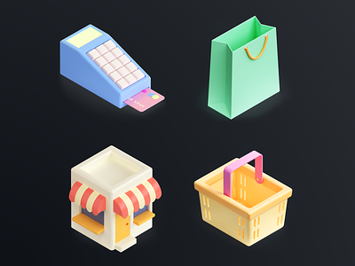 Shopicons 3d c4d clean commerce ecommerce figma icon pack icons minimal pastel shopping