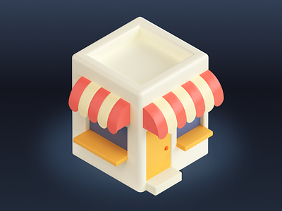Store Icon - Shopicons 3D 3d building cafe canopy ecommerce icons illustration isometric minimal shop shopping store storefront