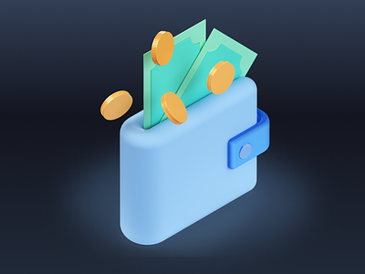 Wallet Icon - Shopicons 3D 3d coins design ecommerce icons money payment shopicons shopping wallet