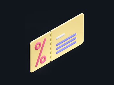 Coupon Icon - Shopicons 3D 3d coupon code coupons design discount ecommerce icons minimal shopicons shopping ticket