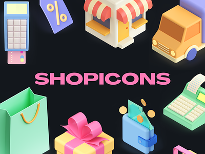3D Shopping Icon Pack - Shopicons 3d design ecommerce icons minimal shopping