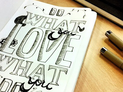 Do what you love concept moleskin sketch typography