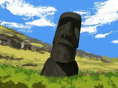 The Unsolved Mystery : Moai art colours digital art digital painting illustration moai painting wacom