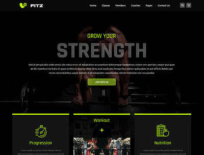 Gym Home Page Design behance branding dark ui design dribbble gym homepage ui template ui ui design uidesign ux website website design