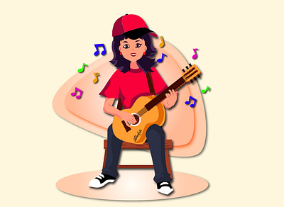 Character Design - Guitar Girl character design characterdesign chracter guitar guitargirl hiphopgirl hiphopgirl illustration illustrator lovemusic