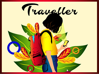 Traveller- Illustration character design characterdesign design illustration illustrator love travel mobile photography nature nature photography travel travel agency travel blog travel love traveller traveller girl travelling trees vector