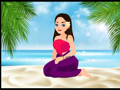 Illustration beach beachgirl character characterdesign charactergirl design girl girlon beach illustration illustrator vector