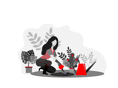 Planting Illustration character character design characterdesign design gardening housework illustration illustrator momplanting plant illustration planting planting tree plants vector