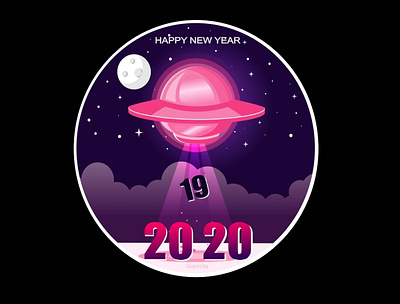 New Year Illustration 2019 2020 2020year behance behancereviews design dribbble dribbble best shot happy new year happynewyear2020 illustration illustrator ufo vector welcome2020