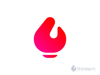 Thinking / Mind + Flame Fire Logo Design | Brand Identity abstract agile app icon brand branding design fast fire flame gradient identity light bulb logo mind mind map mindful minimal modern quick smart