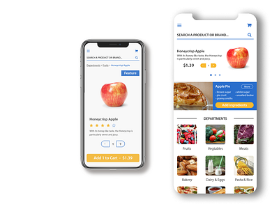 Mobile Grocery App | Walmart Inspired adobe illustrator app branding design flat grocery app logo modern ui ux walmart