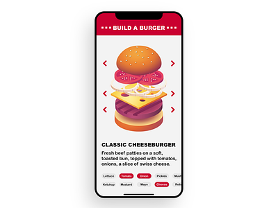 Burger Customization Screen 3d adobe illustrator app burger customization design fastfood gradient interactive iphonex project test ui user interaction ux vector